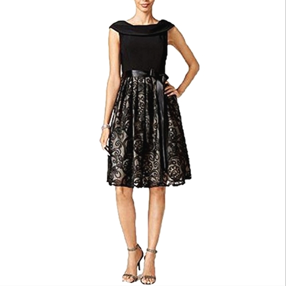 Jessica Howard Dresses & Skirts - JESSICA HOWARD Sartouche Party Dress Scoop Collar Fit & Flare Dress Blac…